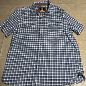 Hawx Men's Size Large Work Gear Blue Plaid Woven Short Sleeve Shirt